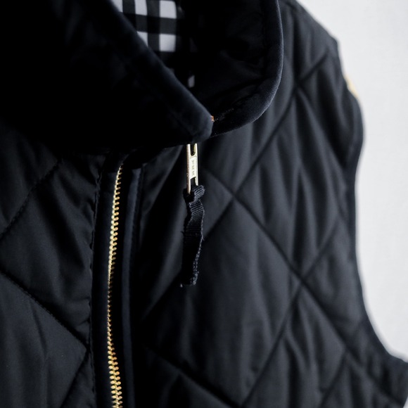 J Crew Quilted Puffer Vest Black Gingham Lined Zipper Pockets Womens Large - Picture 9 of 9